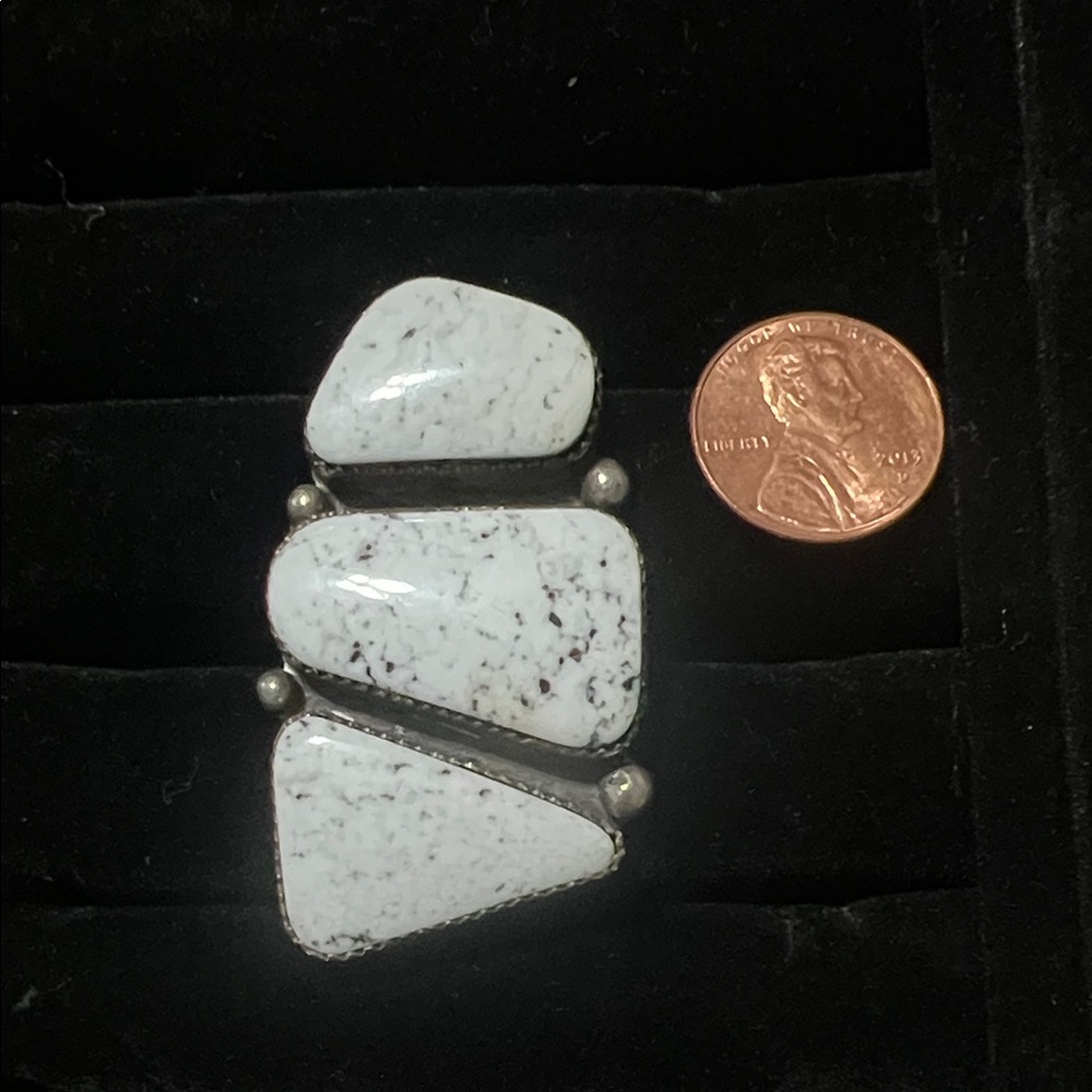 White Buffalo and Sterling Silver Ring